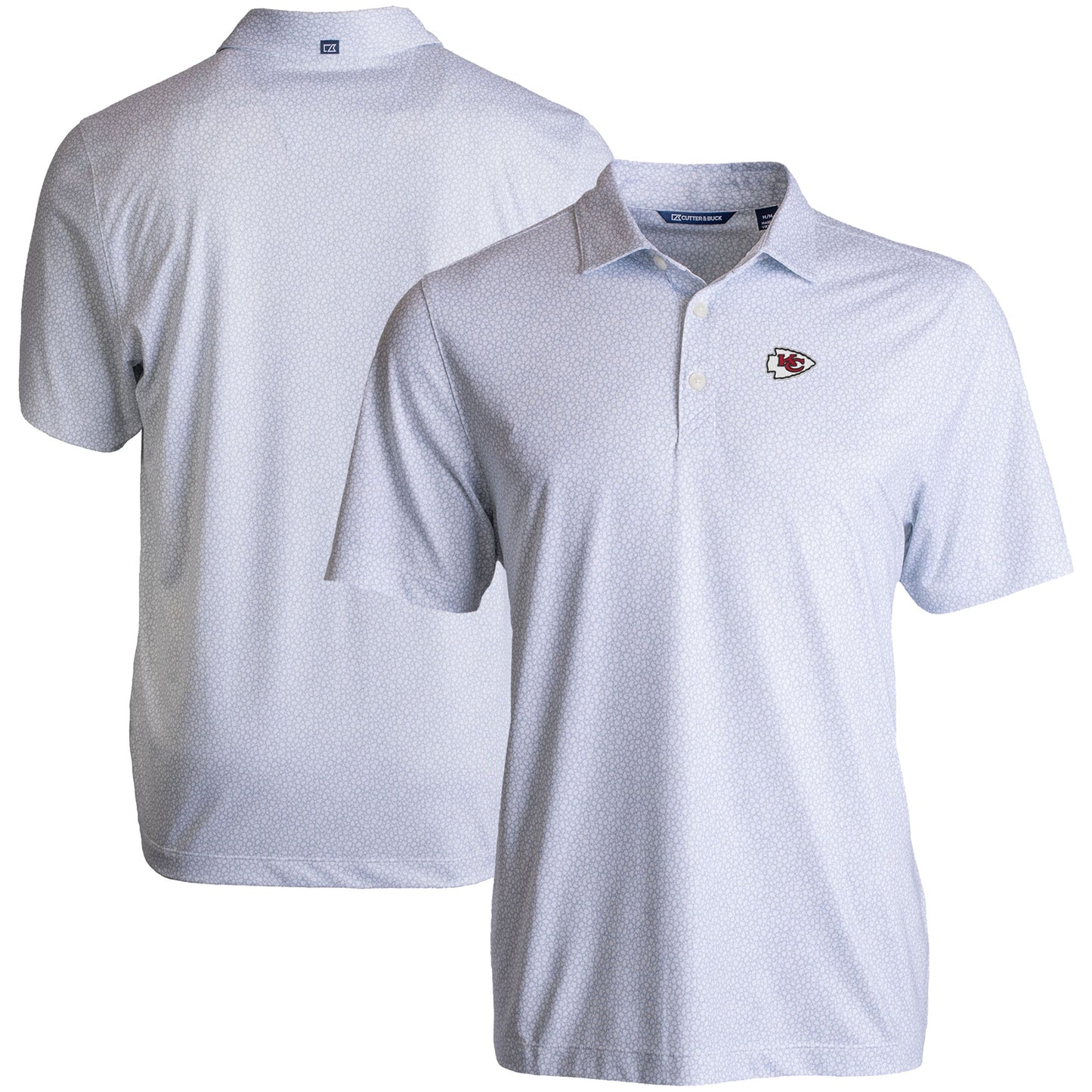 Men's Cutter & Buck White Kansas City Chiefs  Pike Eco Pebble Print Stretch Recycled Polo