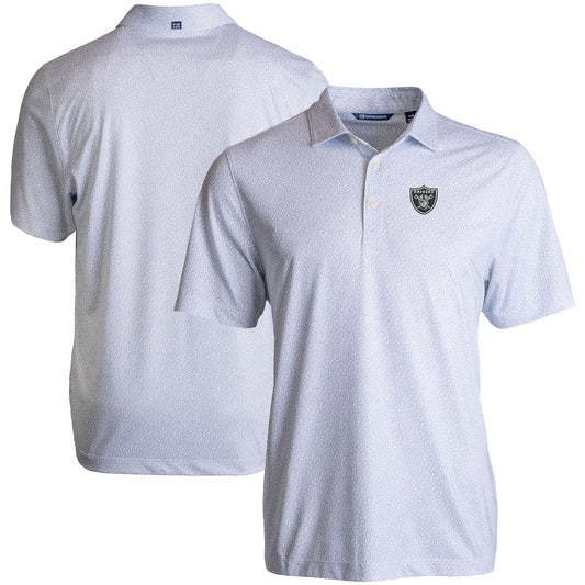 Men's Cutter & Buck White Las Vegas Raiders  Pike Eco Pebble Print Stretch Recycled Polo