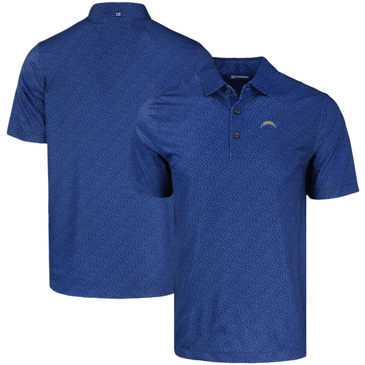 Men's Cutter & Buck Navy Los Angeles Chargers  Pike Eco Pebble Print Stretch Recycled Polo