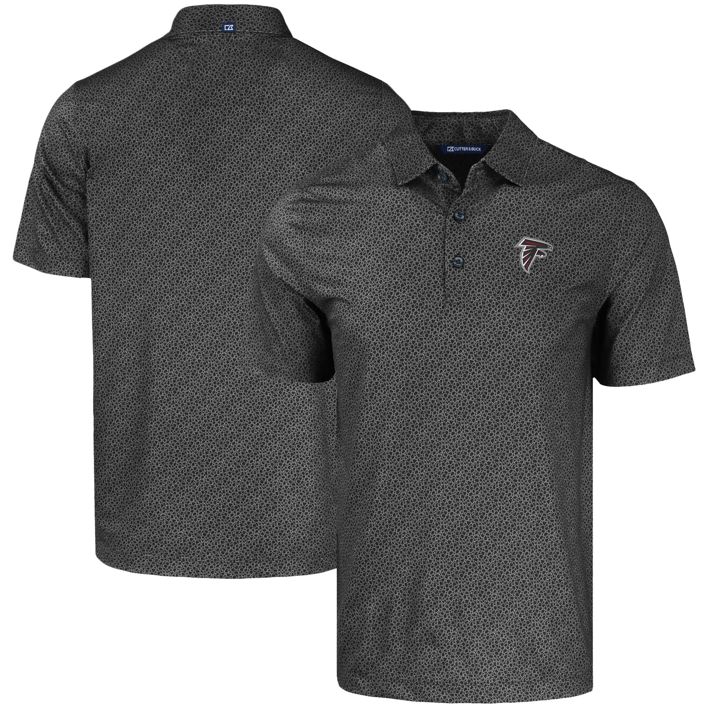 Men's Cutter & Buck Black Atlanta Falcons  Pike Eco Pebble Print Stretch Recycled Polo