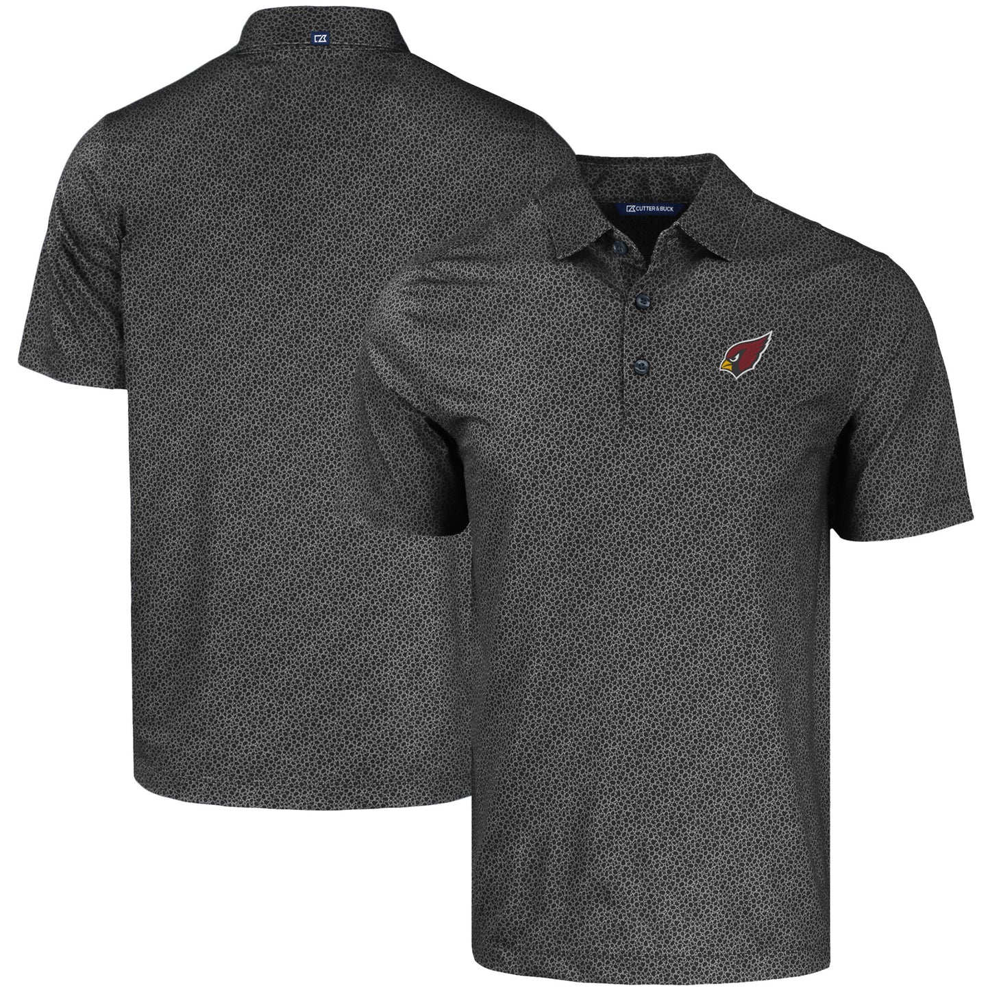 Men's Cutter & Buck Black Arizona Cardinals  Pike Eco Pebble Print Stretch Recycled Polo