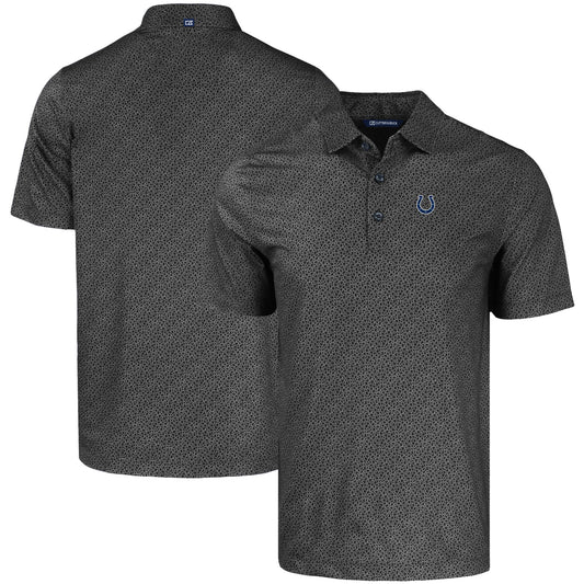 Men's Cutter & Buck Black Indianapolis Colts  Pike Eco Pebble Print Stretch Recycled Polo