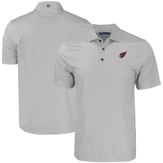 Men's Cutter & Buck Gray Arizona Cardinals  Pike Eco Tonal Geo Print Stretch Recycled Polo