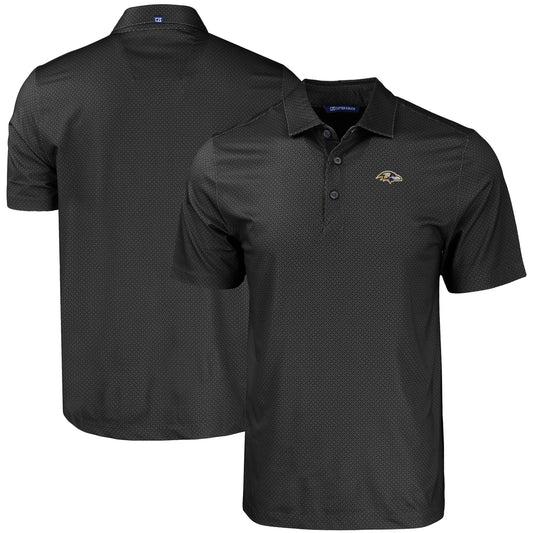 Men's Cutter & Buck Black Baltimore Ravens  Pike Eco Tonal Geo Print Stretch Recycled Polo