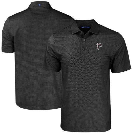 Men's Cutter & Buck Black Atlanta Falcons  Pike Eco Tonal Geo Print Stretch Recycled Polo