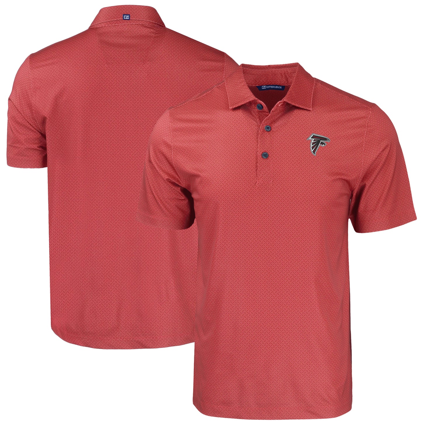 Men's Cutter & Buck Red Atlanta Falcons  Pike Eco Tonal Geo Print Stretch Recycled Polo