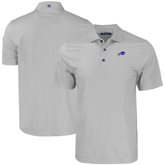 Men's Cutter & Buck Gray Buffalo Bills  Pike Eco Tonal Geo Print Stretch Recycled Polo