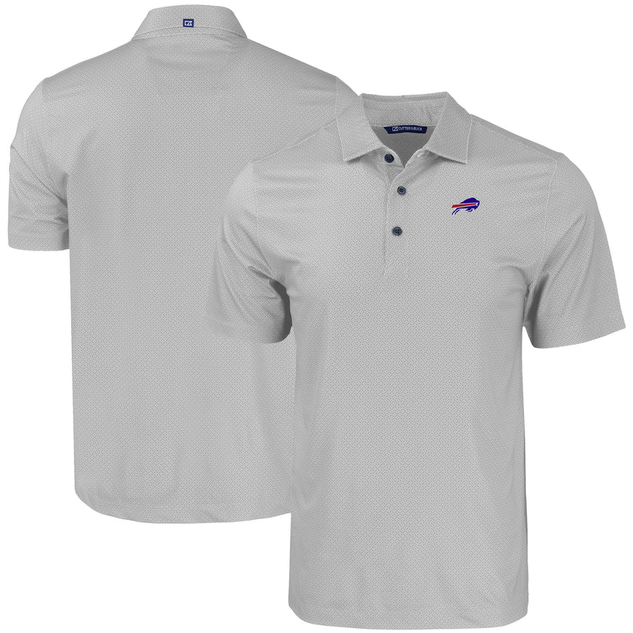 Men's Cutter & Buck Gray Buffalo Bills  Pike Eco Tonal Geo Print Stretch Recycled Polo