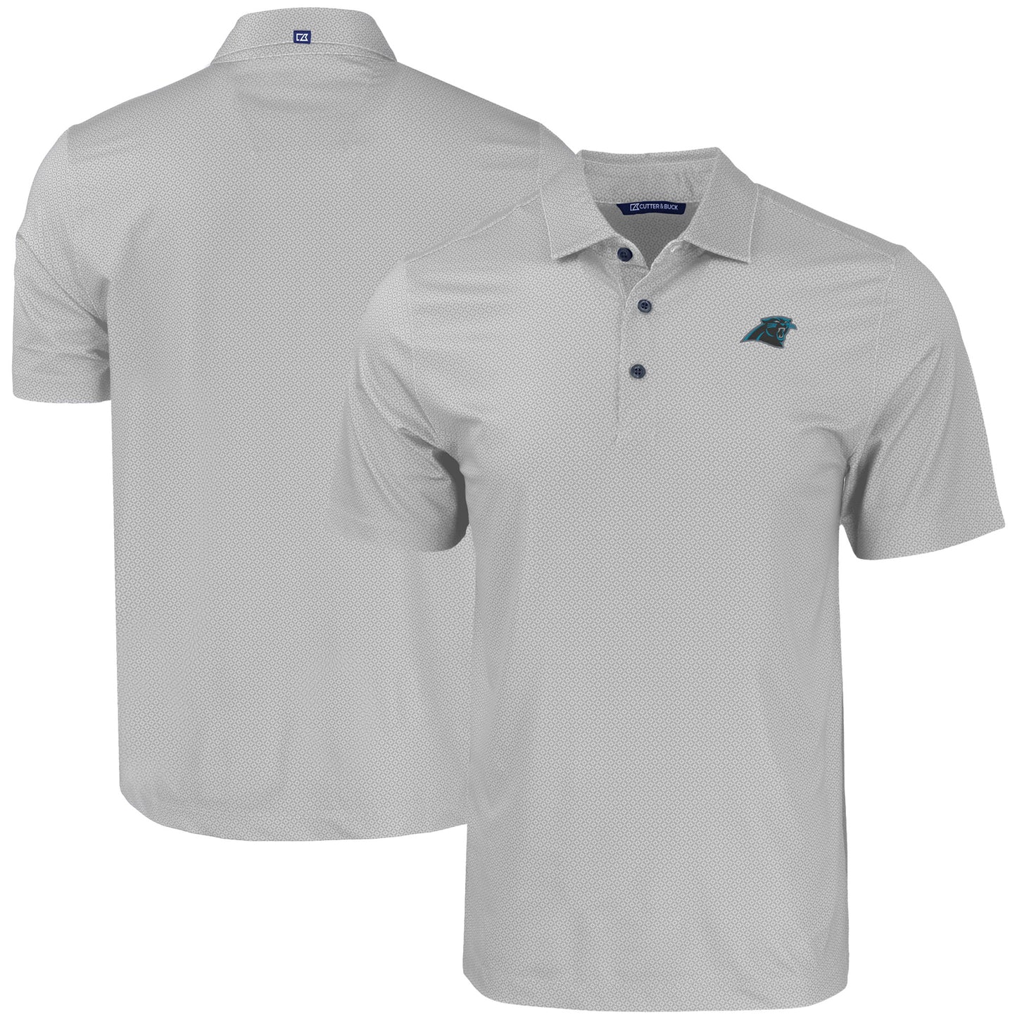 Men's Cutter & Buck Gray Carolina Panthers  Pike Eco Tonal Geo Print Stretch Recycled Polo