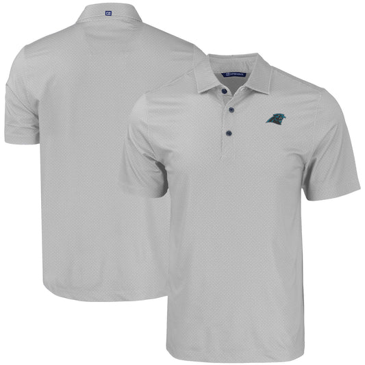 Men's Cutter & Buck Gray Carolina Panthers  Pike Eco Tonal Geo Print Stretch Recycled Polo