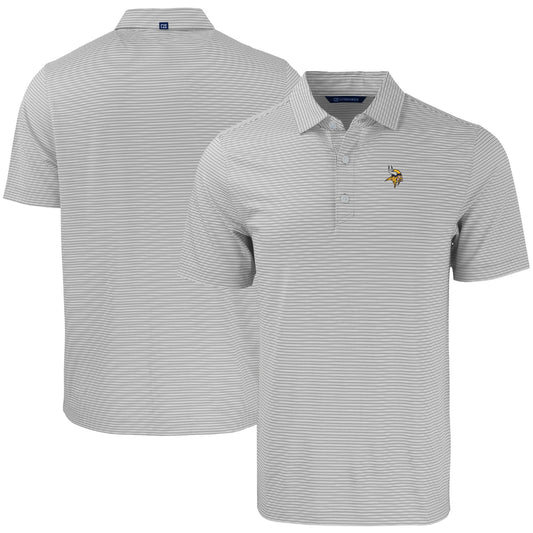 Men's Cutter & Buck Gray/White Minnesota Vikings  Forge Eco Double Stripe Stretch Recycled Polo