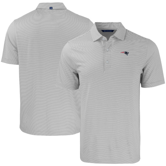 Men's Cutter & Buck Gray/White New England Patriots  Forge Eco Double Stripe Stretch Recycled Polo