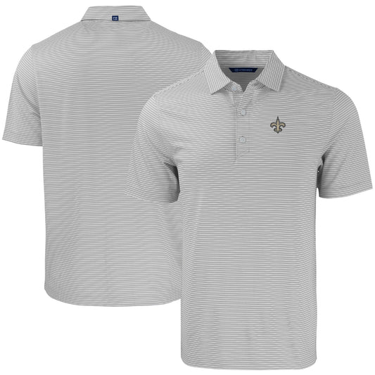 Men's Cutter & Buck Gray/White New Orleans Saints  Forge Eco Double Stripe Stretch Recycled Polo