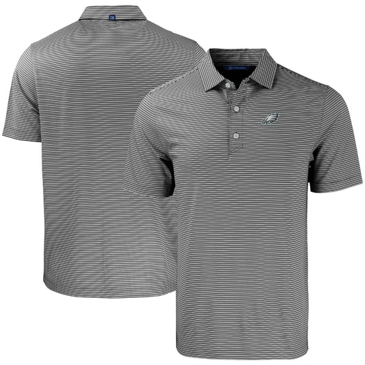 Men's Cutter & Buck Black/White Philadelphia Eagles  Forge Eco Double Stripe Stretch Recycled Polo