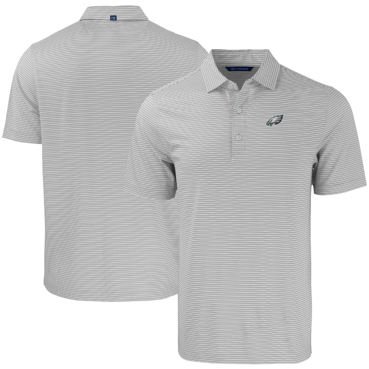 Men's Cutter & Buck Gray/White Philadelphia Eagles  Forge Eco Double Stripe Stretch Recycled Polo