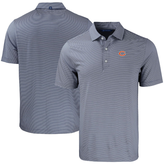 Men's Cutter & Buck Navy/White Chicago Bears  Forge Eco Double Stripe Stretch Recycled Polo