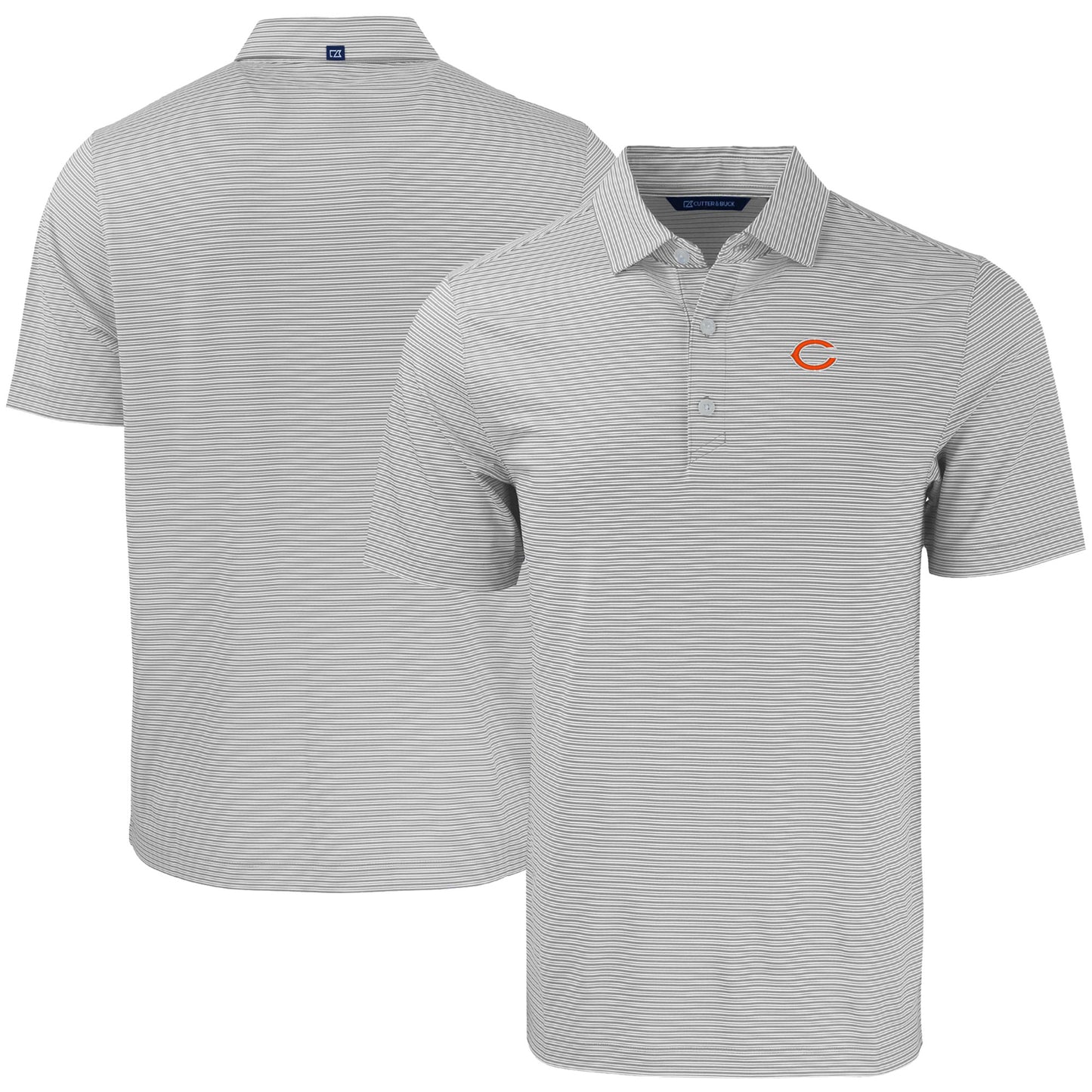 Men's Cutter & Buck Gray/White Chicago Bears  Forge Eco Double Stripe Stretch Recycled Polo