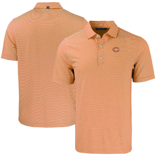 Men's Cutter & Buck White/Orange Chicago Bears  Forge Eco Double Stripe Stretch Recycled Polo