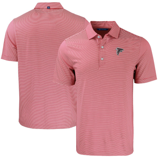 Men's Cutter & Buck White/Red Atlanta Falcons  Forge Eco Double Stripe Stretch Recycled Polo