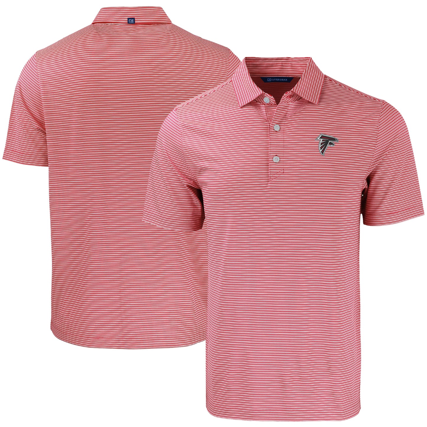 Men's Cutter & Buck Red/White Atlanta Falcons  Forge Eco Double Stripe Stretch Recycled Polo