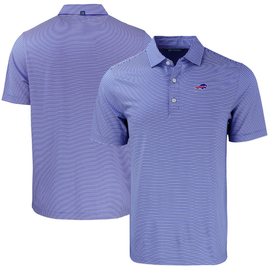 Men's Cutter & Buck White/Blue Buffalo Bills  Forge Eco Double Stripe Stretch Recycled Polo