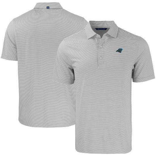 Men's Cutter & Buck Gray/White Carolina Panthers  Forge Eco Double Stripe Stretch Recycled Polo