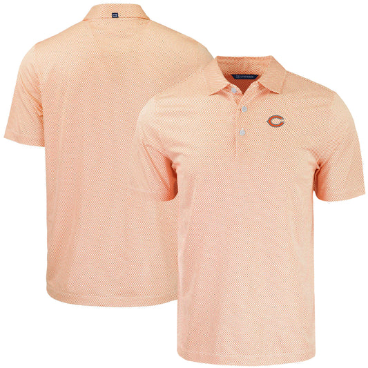 Men's Cutter & Buck Orange Chicago Bears  Pike Eco Symmetry Print Stretch Recycled Polo