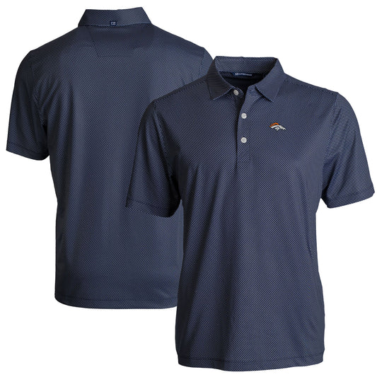 Men's Cutter & Buck Navy Denver Broncos  Pike Eco Symmetry Print Stretch Recycled Polo