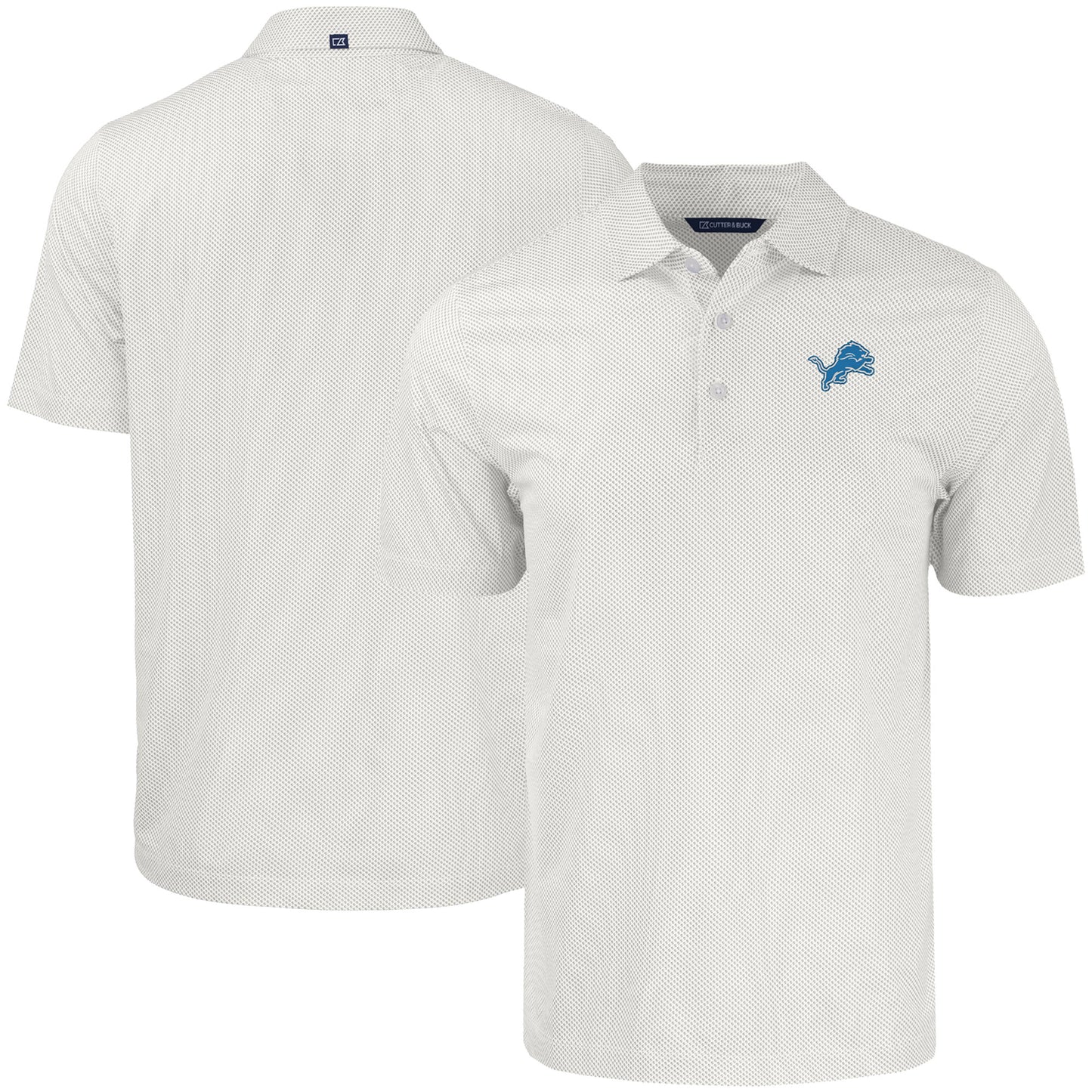 Men's Cutter & Buck White Detroit Lions  Pike Eco Symmetry Print Stretch Recycled Polo