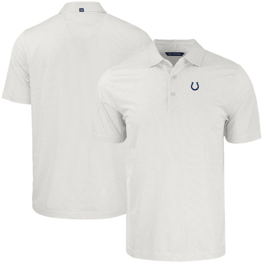 Men's Cutter & Buck White Indianapolis Colts  Pike Eco Symmetry Print Stretch Recycled Polo