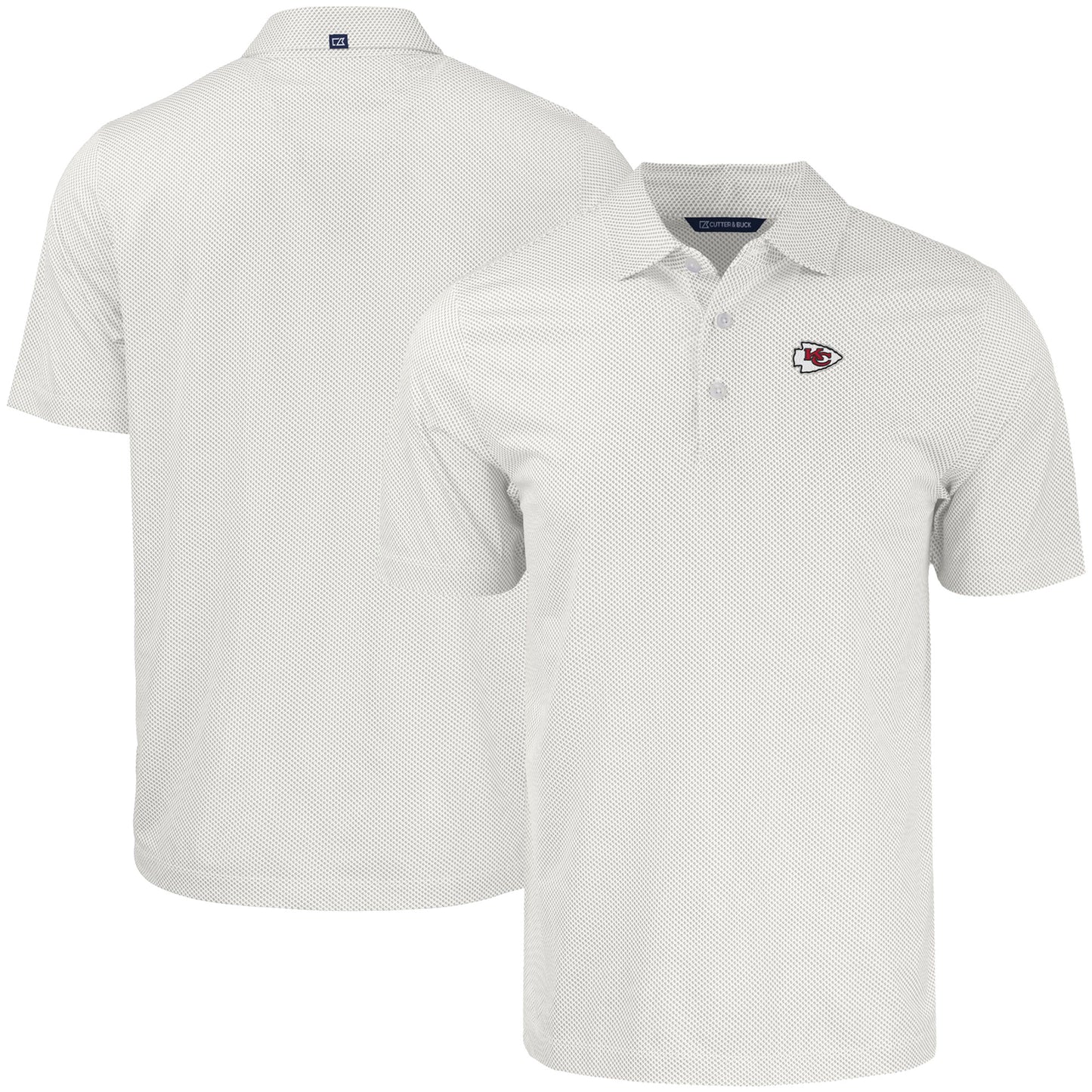 Men's Cutter & Buck White Kansas City Chiefs  Pike Eco Symmetry Print Stretch Recycled Polo