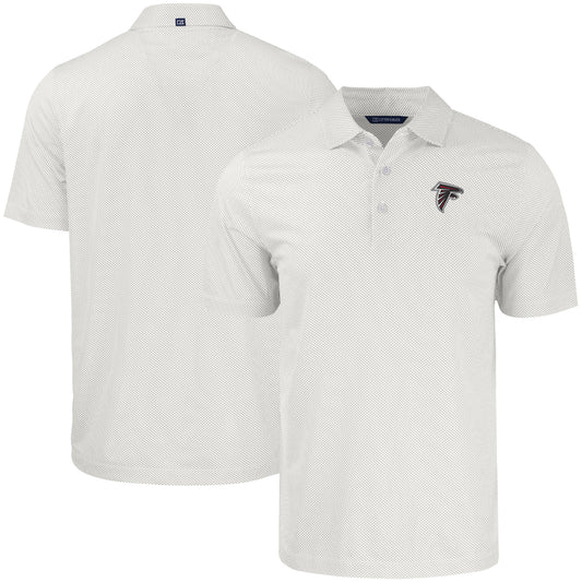 Men's Cutter & Buck White Atlanta Falcons  Pike Eco Symmetry Print Stretch Recycled Polo