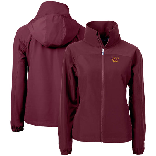 Women's Cutter & Buck Burgundy Washington Commanders  Charter Eco Recycled Full-Zip Jacket