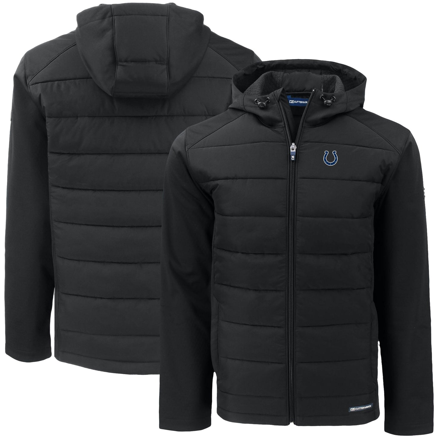 Men's Cutter & Buck Black Indianapolis Colts  Big & Tall Evoke Hybrid Eco Softshell Recycled Full-Zip Hooded Jacket