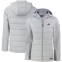 Women's Cutter & Buck Gray Buffalo Bills Evoke PrimaLoft Hybrid Eco Softshell Recycled Full-Zip Hooded Jacket