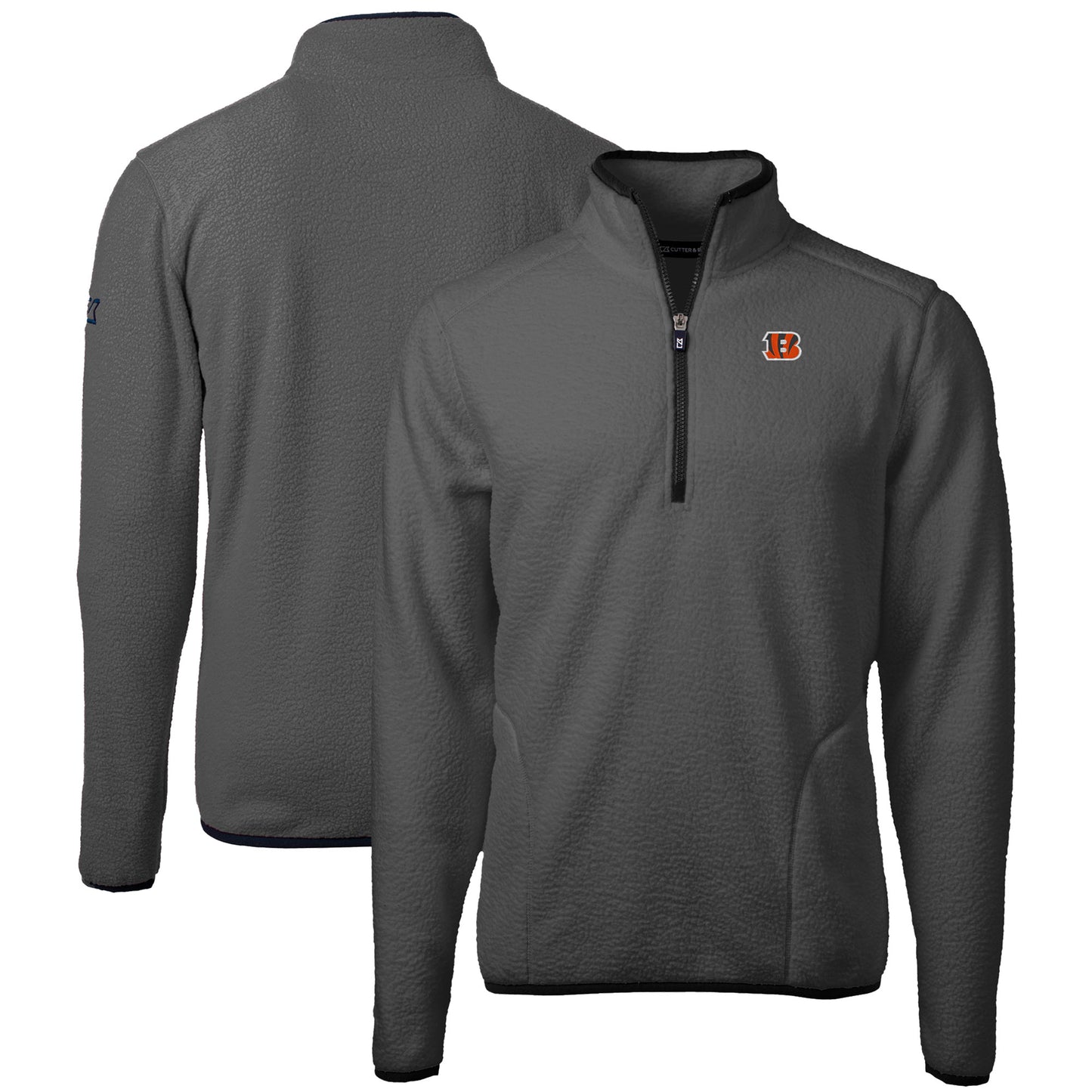 Men's Cutter & Buck Gray Cincinnati Bengals  Cascade Eco Sherpa Fleece Quarter-Zip Pullover Jacket