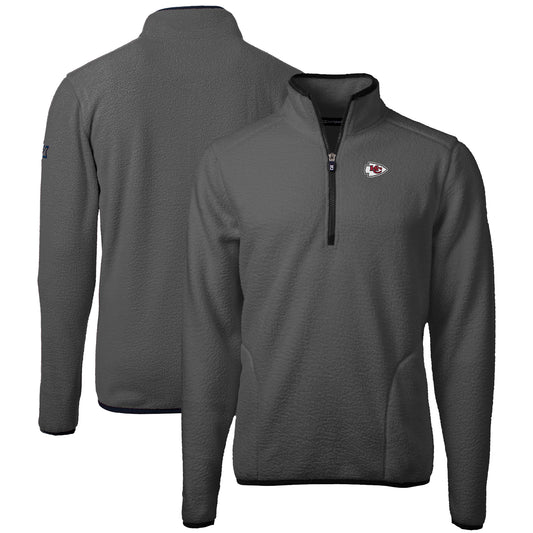 Men's Cutter & Buck Gray Kansas City Chiefs  Cascade Eco Sherpa Fleece Quarter-Zip Pullover Jacket