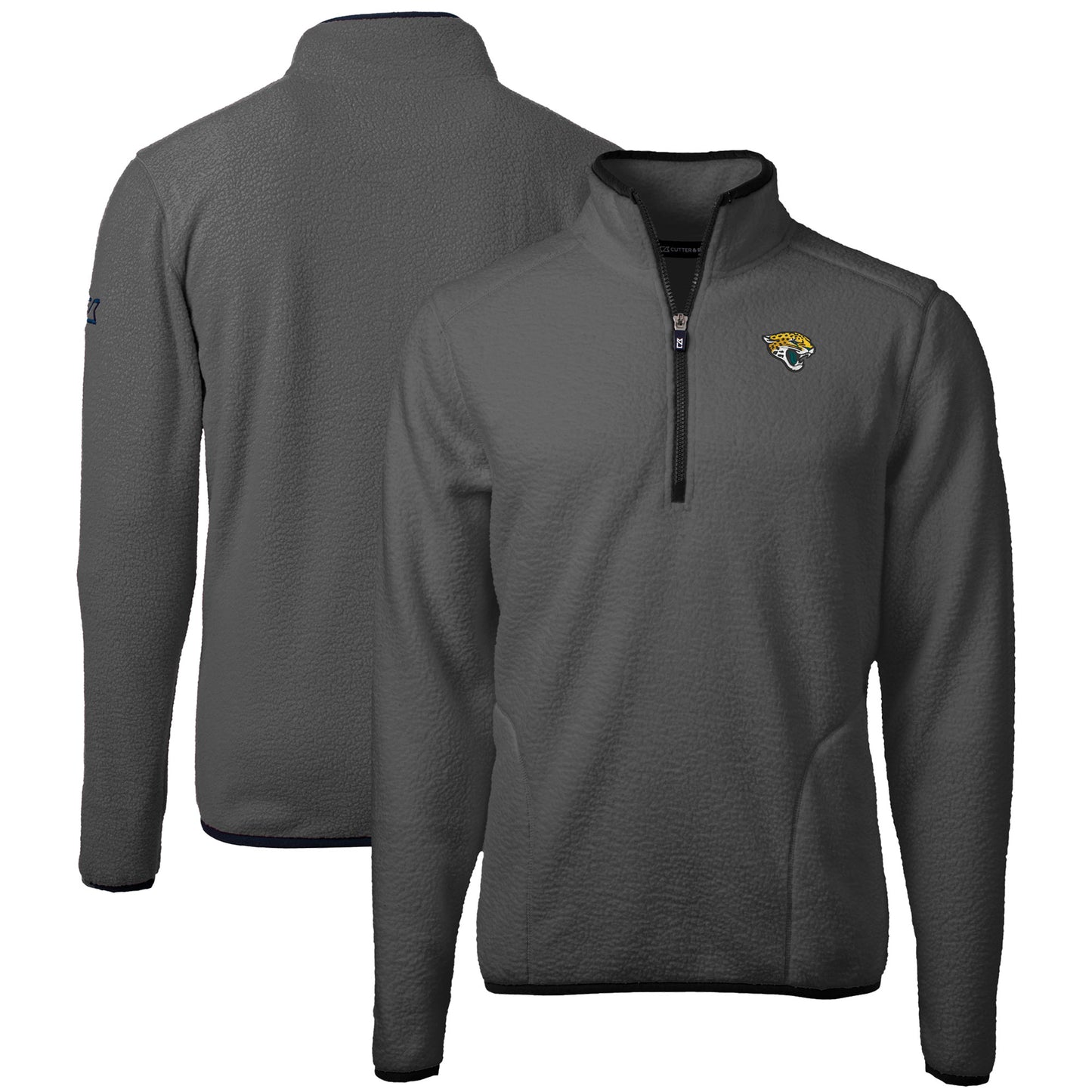 Men's Cutter & Buck Gray Jacksonville Jaguars  Cascade Eco Sherpa Fleece Quarter-Zip Pullover Jacket