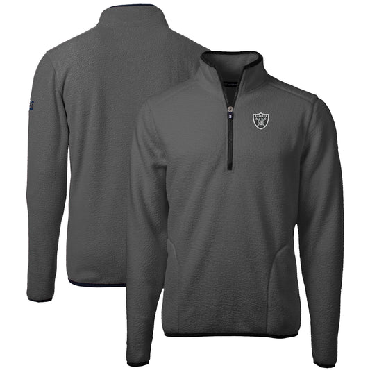 Men's Cutter & Buck Gray Las Vegas Raiders  Cascade Eco Sherpa Fleece Quarter-Zip Pullover Jacket