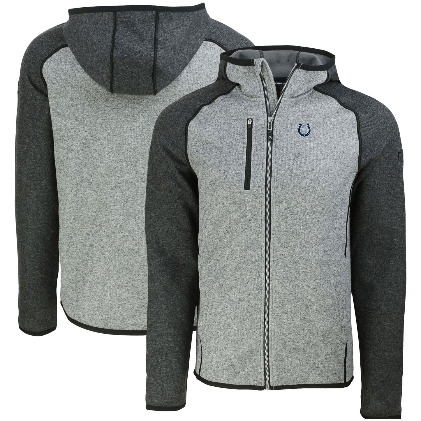 Men's Cutter & Buck Heather Gray Indianapolis Colts  Mainsail Full-Zip Hooded Jacket