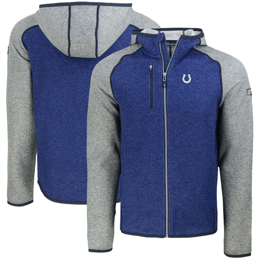 Men's Cutter & Buck Heather Royal Indianapolis Colts  Mainsail Full-Zip Hooded Jacket