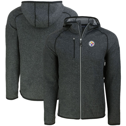 Men's Cutter & Buck Heather Charcoal Pittsburgh Steelers  Mainsail Full-Zip Hooded Jacket