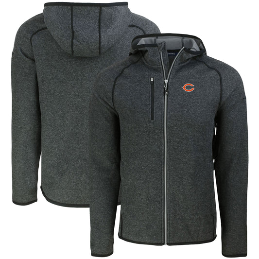 Men's Cutter & Buck Heather Charcoal Chicago Bears  Mainsail Full-Zip Hooded Jacket