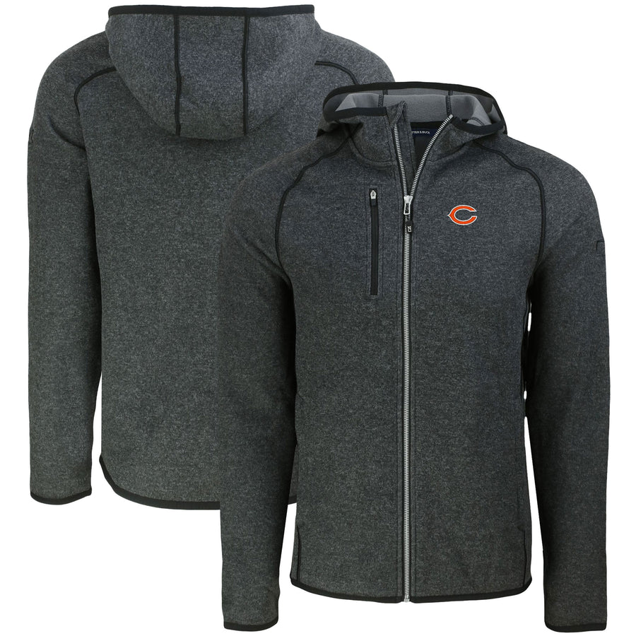 Men's Cutter & Buck Heather Charcoal Chicago Bears  Mainsail Full-Zip Hooded Jacket