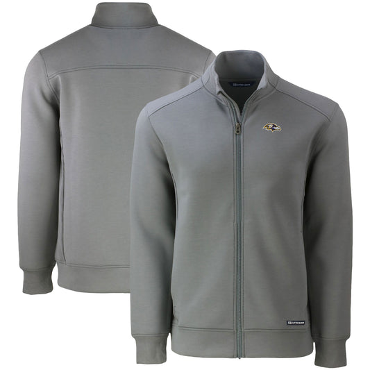 Men's Cutter & Buck Gray Baltimore Ravens  Roam Eco Recycled Full-Zip Jacket