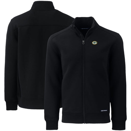 Men's Cutter & Buck Black Green Bay Packers  Roam Eco Recycled Full-Zip Jacket