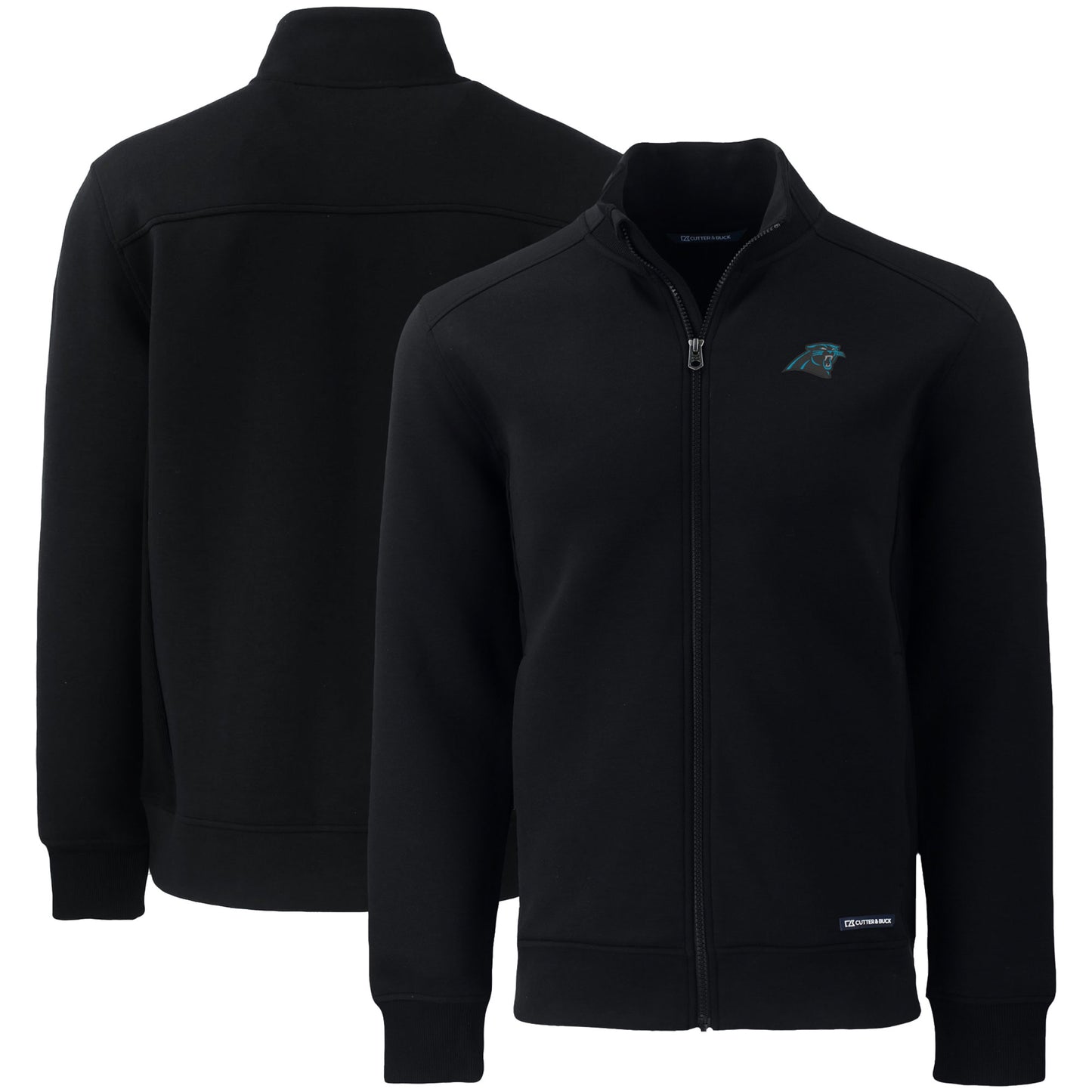 Men's Cutter & Buck Black Carolina Panthers  Roam Eco Recycled Full-Zip Jacket