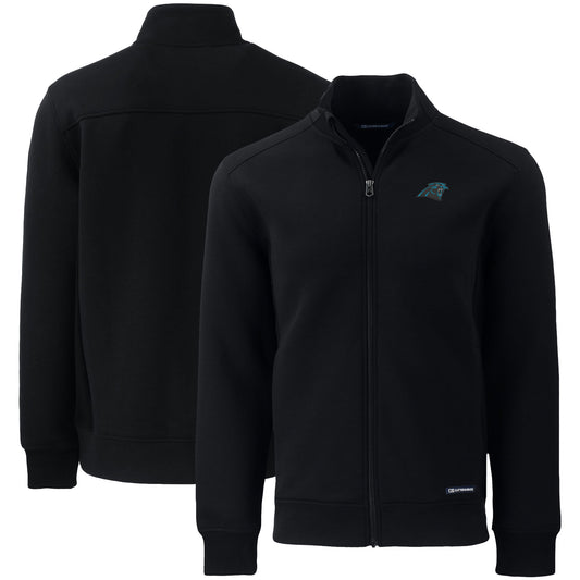 Men's Cutter & Buck Black Carolina Panthers  Roam Eco Recycled Full-Zip Jacket