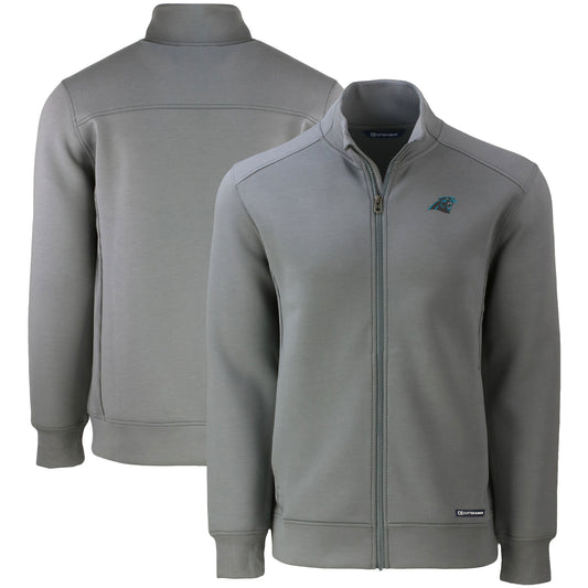 Men's Cutter & Buck Gray Carolina Panthers  Roam Eco Recycled Full-Zip Jacket
