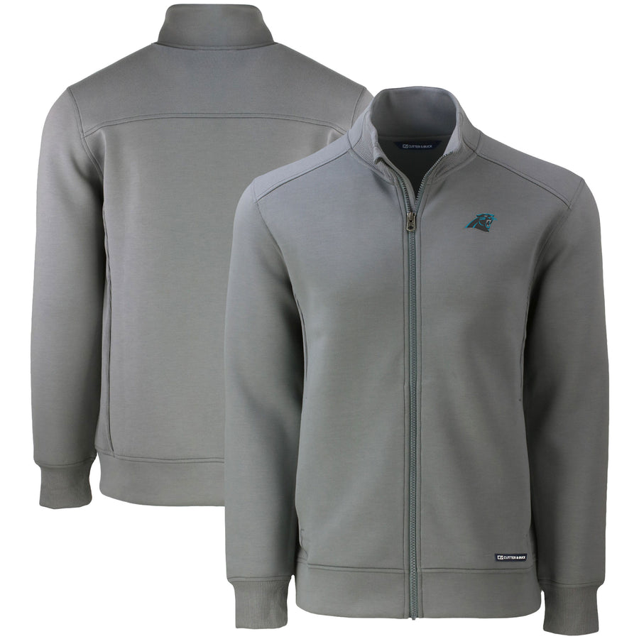 Men's Cutter & Buck Gray Carolina Panthers  Roam Eco Recycled Full-Zip Jacket